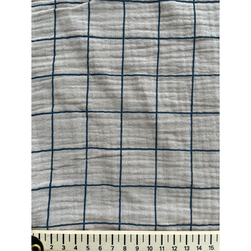 Double Gauze JACQUES Pebble / Indigo